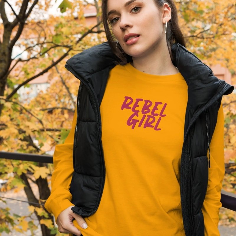 Rebel Girl Unisex Long Sleeve Tee with EMBROIDERY - long sleeve tshirt - British D'sire