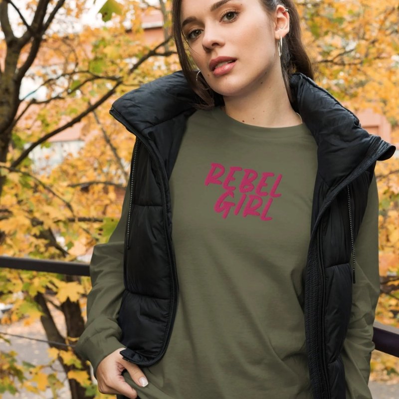 Rebel Girl Unisex Long Sleeve Tee with EMBROIDERY - long sleeve tshirt - British D'sire