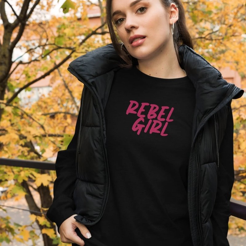 Rebel Girl Unisex Long Sleeve Tee with EMBROIDERY - long sleeve tshirt - British D'sire