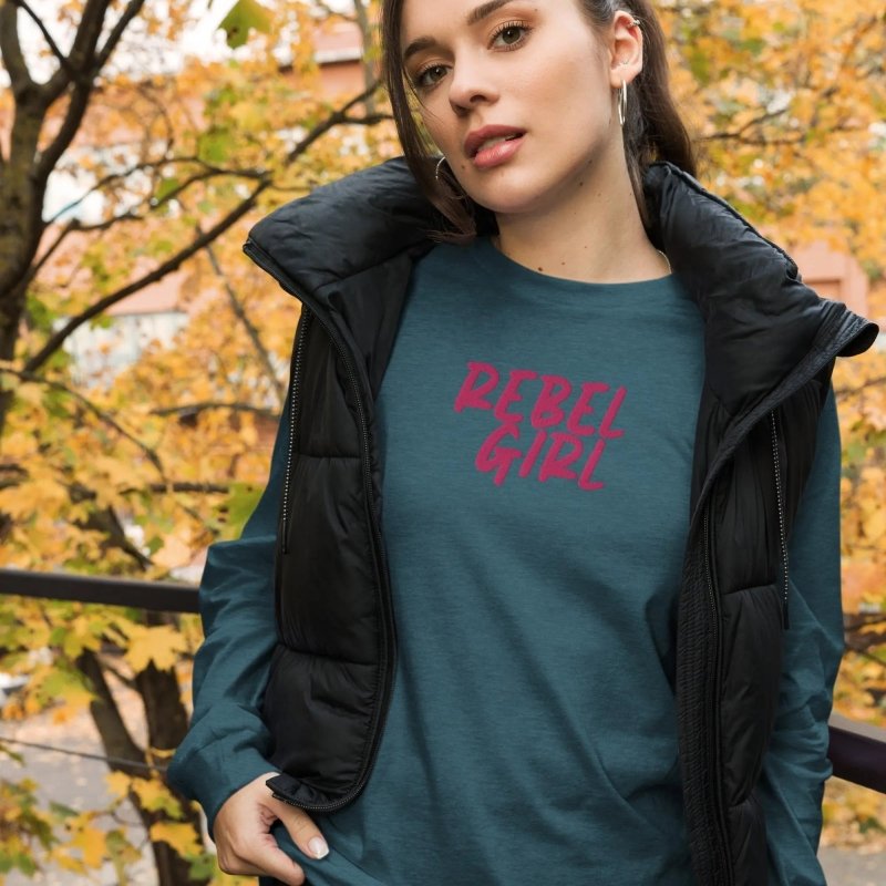 Rebel Girl Unisex Long Sleeve Tee with EMBROIDERY - long sleeve tshirt - British D'sire