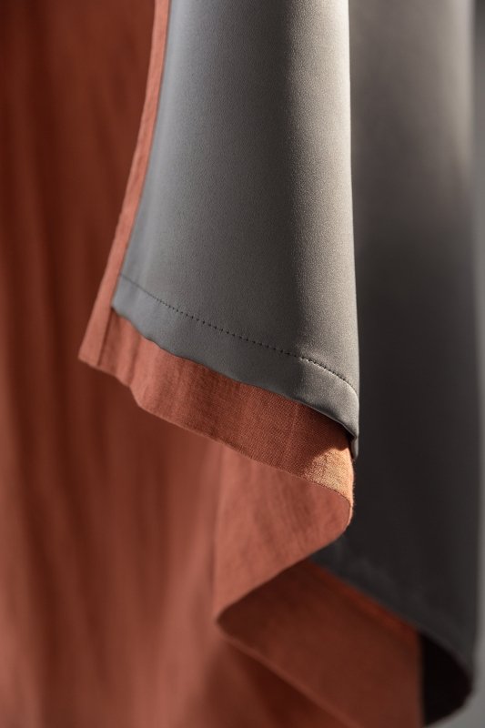 Reddish Brown linen curtain with blackout, rod pocket - Blackout - British D'sire