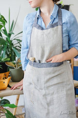 Reversible double cloth Linen Apron with Pockets - Apron - British D'sire