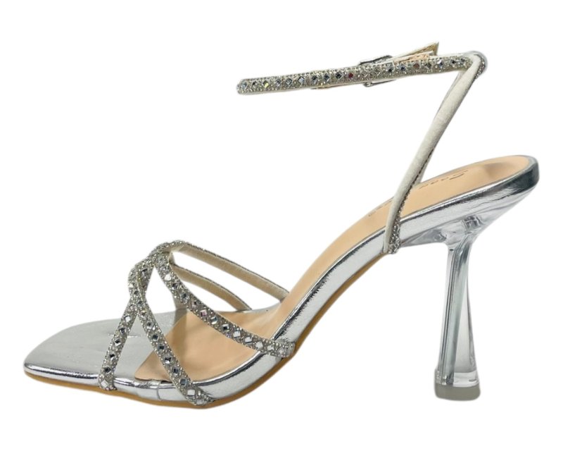 Rhinestone Crossover Strappy Spool Heel Shoes - Heels - British D'sire