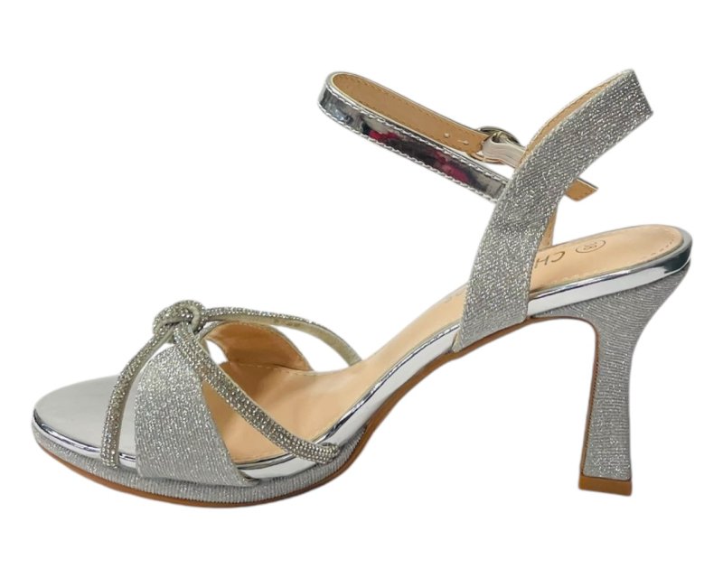 Rhinestone Glitter Ankle Strap Spool Heel Shoes - Heels - British D'sire