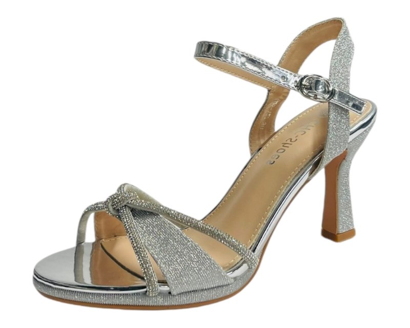 Rhinestone Glitter Ankle Strap Spool Heel Shoes - Heels - British D'sire