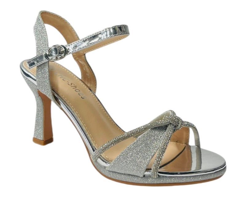 Rhinestone Glitter Ankle Strap Spool Heel Shoes - Heels - British D'sire