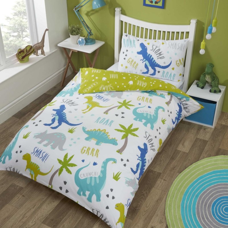 Roarsome Dinosaur Kids Children Bedding Single Double Toddler Duvet Quilt Cover Set Boys Girls - Duvet Set - British D'sire