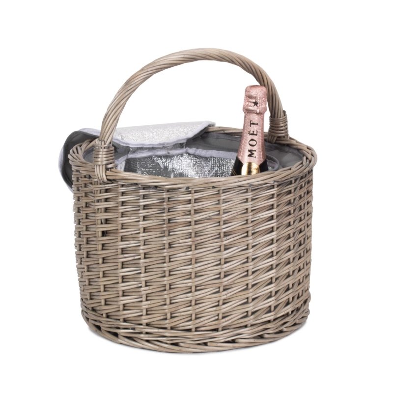 Round Grey Chiller Wicker Picnic Basket - Cool Baskets - British D'sire