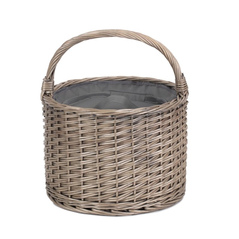 Round Grey Chiller Wicker Picnic Basket - Cool Baskets - British D'sire