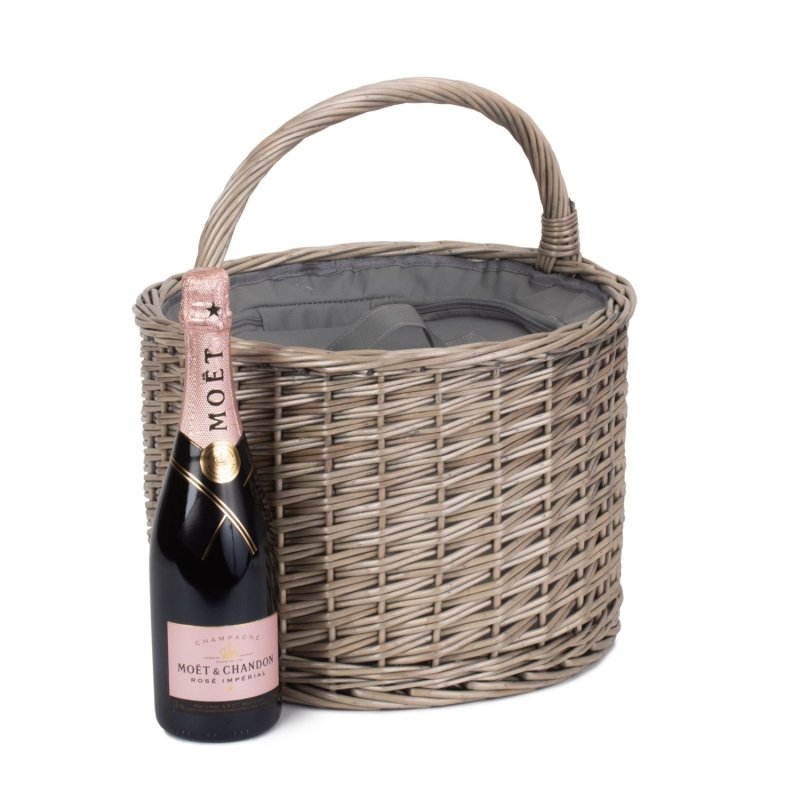 Round Grey Chiller Wicker Picnic Basket - Cool Baskets - British D'sire