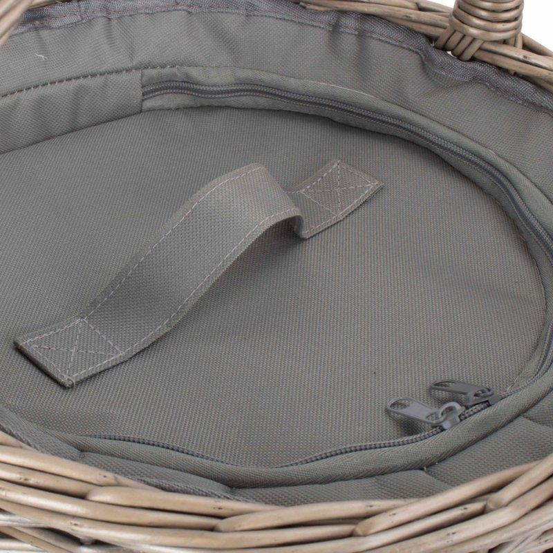 Round Grey Chiller Wicker Picnic Basket - Cool Baskets - British D'sire