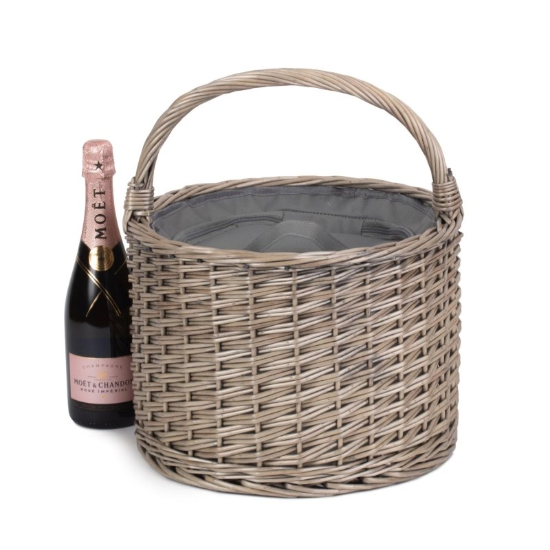 Round Grey Chiller Wicker Picnic Basket - Cool Baskets - British D'sire