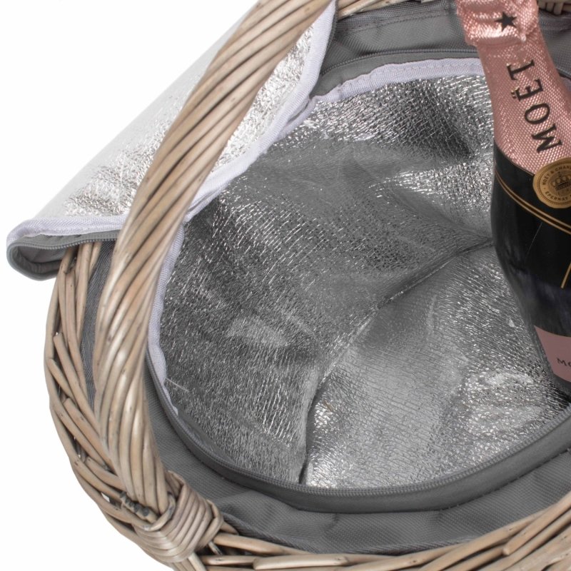 Round Grey Chiller Wicker Picnic Basket - Cool Baskets - British D'sire