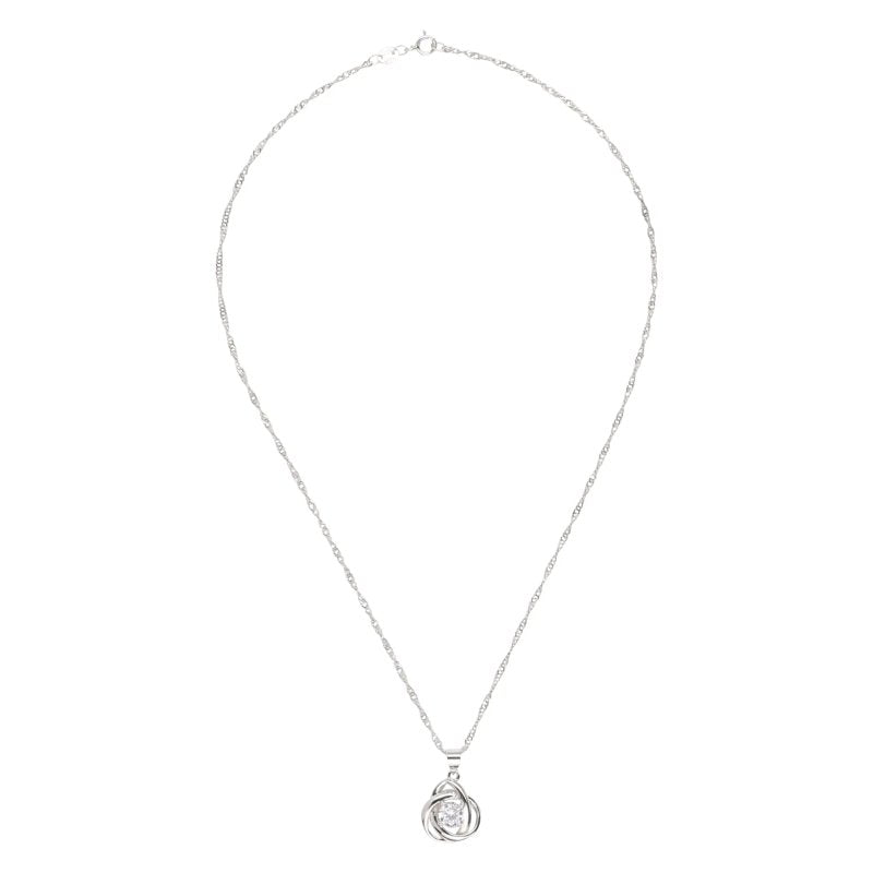 Round Knot Pendant Necklace with Cubic Zirconia - Jewelry - British D'sire