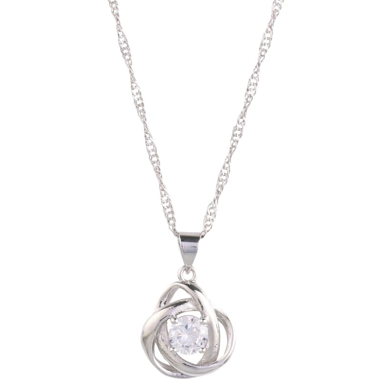 Round Knot Pendant Necklace with Cubic Zirconia - Jewelry - British D'sire