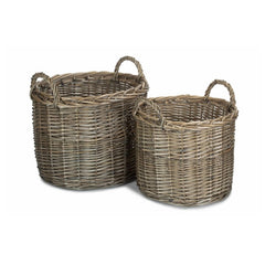 Round Lined Straight - Sided Wicker Log Storage Basket - Log Baskets - British D'sire