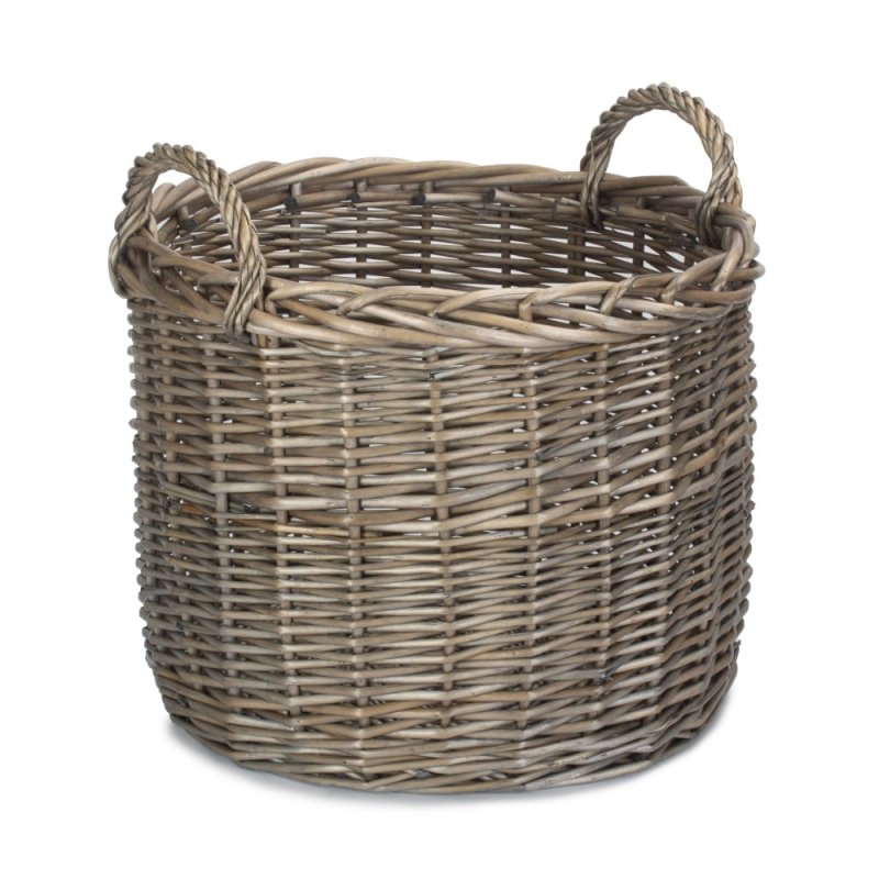 Round Lined Straight - Sided Wicker Log Storage Basket - Log Baskets - British D'sire