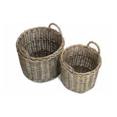 Round Lined Straight - Sided Wicker Log Storage Basket - Log Baskets - British D'sire