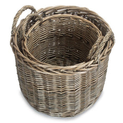 Round Lined Straight - Sided Wicker Log Storage Basket - Log Baskets - British D'sire