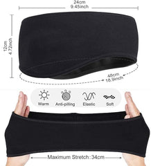 Roysmart Winter Ear Warmers Headband, Stretchy Yoga Headband Gym Sport Headband Thermal Ear Muffs Ski Headband Moisture Wicking for Women Man (Black) - British D'sire