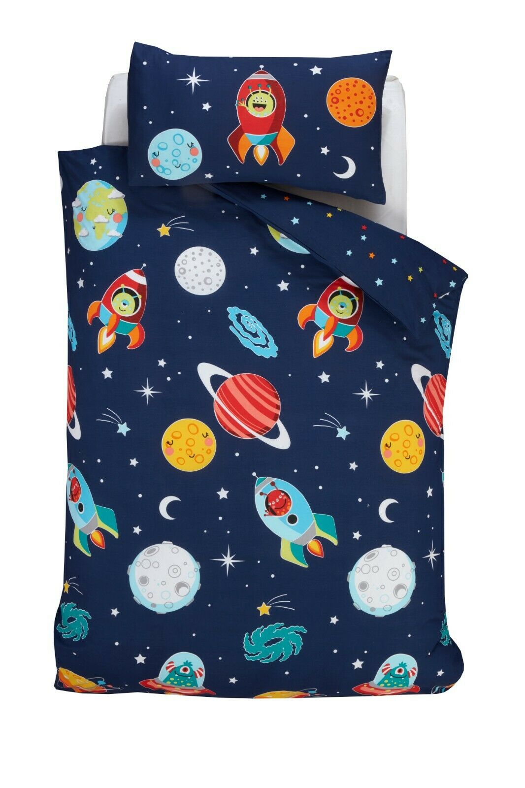 Space Alien Glow in the Night Kids Children Bedding Single Double Toddler Duvet Quilt Cover Set Boys Girls