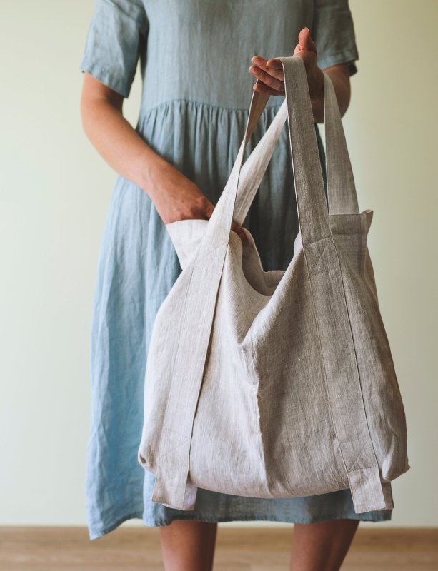 Safari Green and Greyish Mint linen canvas bag with two tones - Two Tone Bags - British D'sire