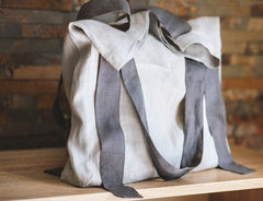 Safari Green and Greyish Mint linen canvas bag with two tones - Two Tone Bags - British D'sire