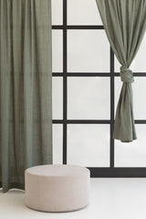 Safari Green linen curtain with rod pocket - Rod pocket - British D'sire