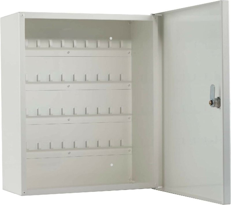 Safes UK Key Cabinet Wall Mounted Safe Key Storage up to 40 Keys With Easy to Use Key Lock Lockable Metal Cupboard Box Ideal for Hotel School Office Apartments (White) - Key Cabinet - British D'sire