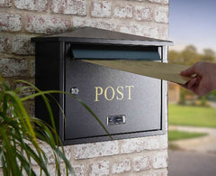 Safes UK Letter Catcher Large Letterbox Black High Security Metal Wall Mounted Post Box For Outside Use Letter Box Is Weatherproof External Home Mail Box A4 - Post Box - British D'sire