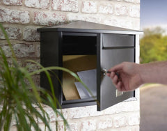 Safes UK Letter Catcher Large Letterbox Black High Security Metal Wall Mounted Post Box For Outside Use Letter Box Is Weatherproof External Home Mail Box A4 - Post Box - British D'sire