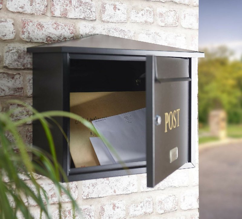 Safes UK Letter Catcher Large Letterbox Black High Security Metal Wall Mounted Post Box For Outside Use Letter Box Is Weatherproof External Home Mail Box A4 - Post Box - British D'sire