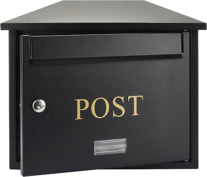 Safes UK Letter Catcher Large Letterbox Black High Security Metal Wall Mounted Post Box For Outside Use Letter Box Is Weatherproof External Home Mail Box A4 - Post Box - British D'sire