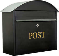 Safes UK Mail Catcher Large Letterbox - High Security Metal Wall Mounted Post Box For Outside Use Letter Box Is Weatherproof And Waterproof External Home Mail Box A4 Larger Letters (Black) - Mail Box - British D'sire