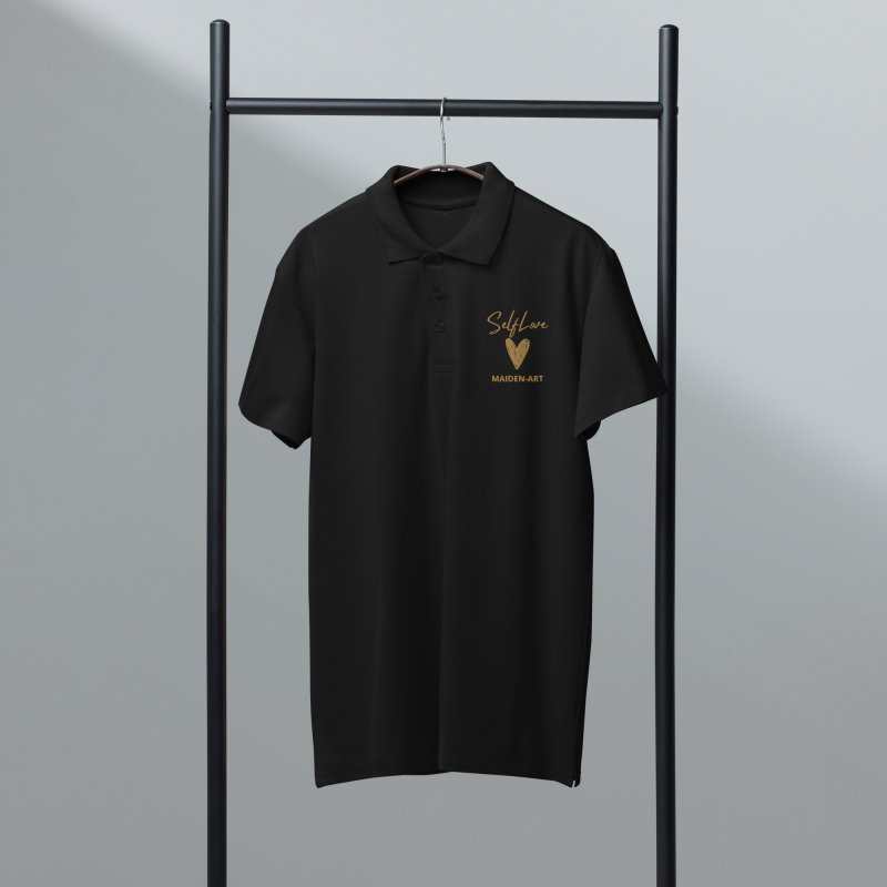 Self Love Premium pique polo shirt with Old Gold Embroidery - polos t-shirt - British D'sire