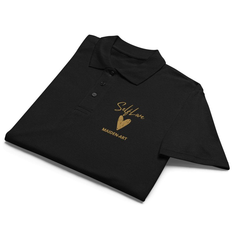 Self Love Premium pique polo shirt with Old Gold Embroidery - polos t-shirt - British D'sire