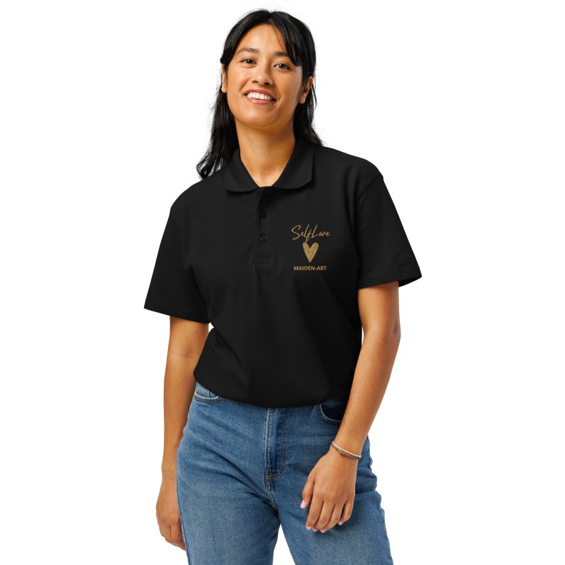 Self Love Premium pique polo shirt with Old Gold Embroidery - polos t-shirt - British D'sire