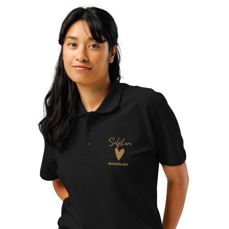 Self Love Premium pique polo shirt with Old Gold Embroidery - polos t-shirt - British D'sire