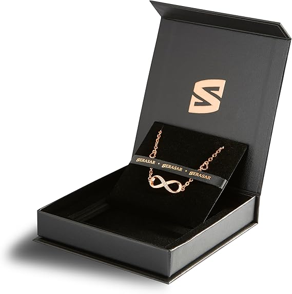 SERASAR | Infinity Sign Anklet for Ladies | 925 Sterling Silver with 18ct Genuine Gold Plating | Adjustable Length | Jewellery Box Included - Body Jewellery - British D'sire