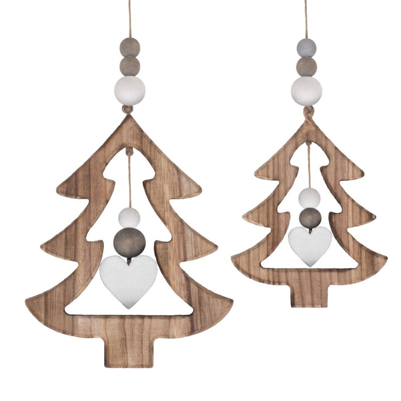 Set of 2 Hanging Cut - Out Christmas Trees Wicker Decorations - Christmas Decor - British D'sire