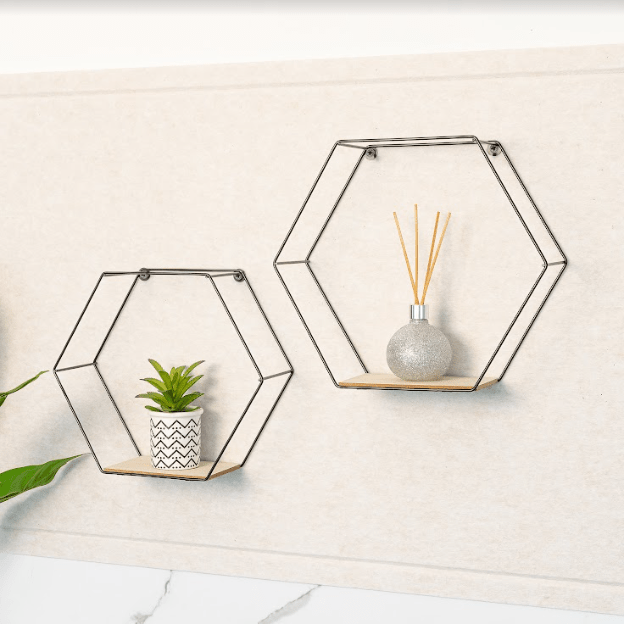 Set of 2 Hexagonal Wall Shelves - CHELF - Shelves - British D'sire