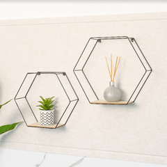 Set of 2 Hexagonal Wall Shelves - CHELF - Shelves - British D'sire