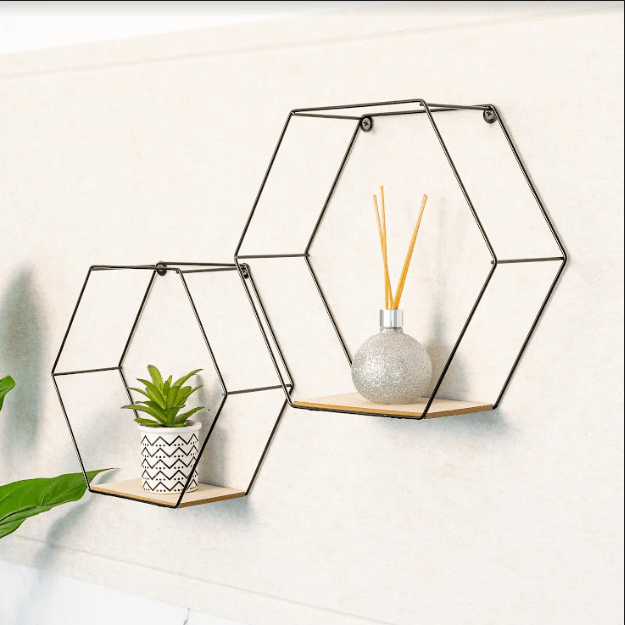 Set of 2 Hexagonal Wall Shelves - CHELF - Shelves - British D'sire