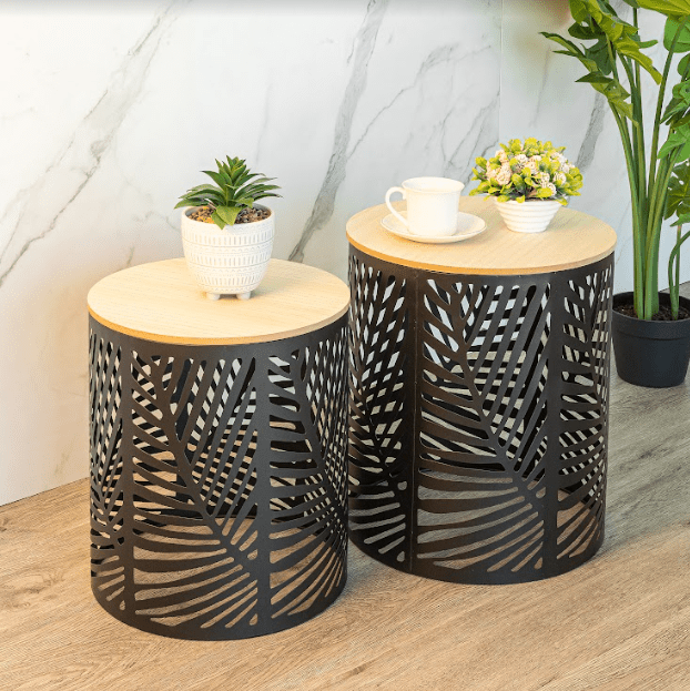 Set of 2 Leaf Cut Basket Table - SLENDER - Side Table - British D'sire