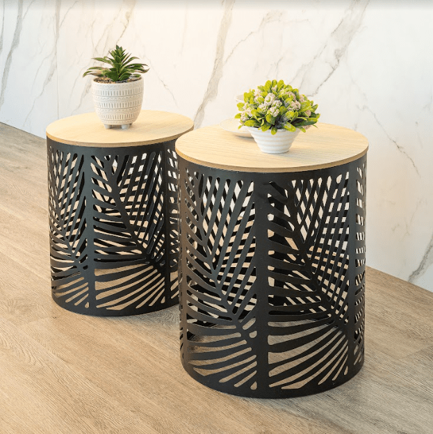 Set of 2 Leaf Cut Basket Table - SLENDER - Side Table - British D'sire