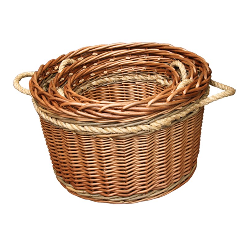 Set of 3 Buff Rope Handled Log basket - Log Baskets - British D'sire