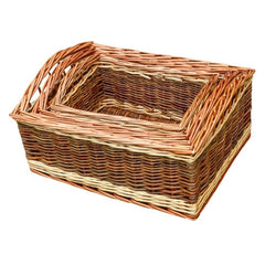 Set of 3 Two Tone Deep Galleon Wicker Trays - Serving Tray - British D'sire