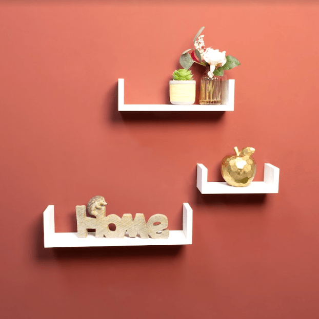 Set of 3 - U WHITE Floating Wall Shelf - CHELF - Shelves - British D'sire