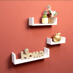 Set of 3 - U WHITE Floating Wall Shelf - CHELF - Shelves - British D'sire