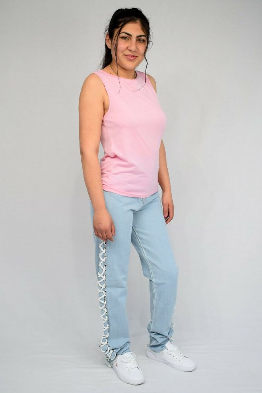 Side Lace Up Mom Jeans for Women - Clothing - British D'sire